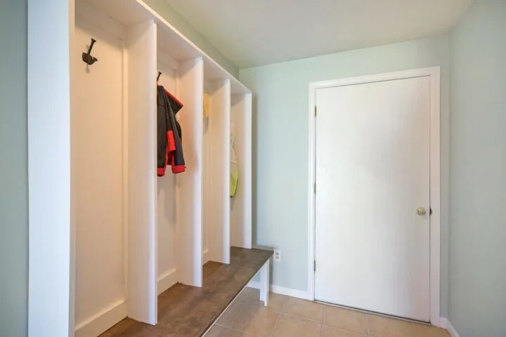 DIY built-in bench and locker system for our mudroom