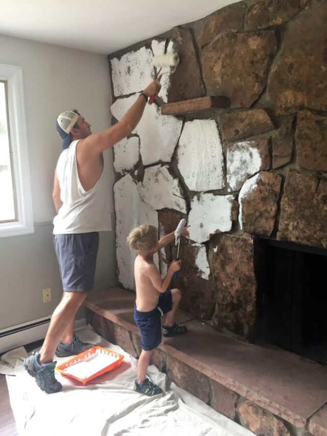 HOW TO PAINT A STONE FIREPLACE