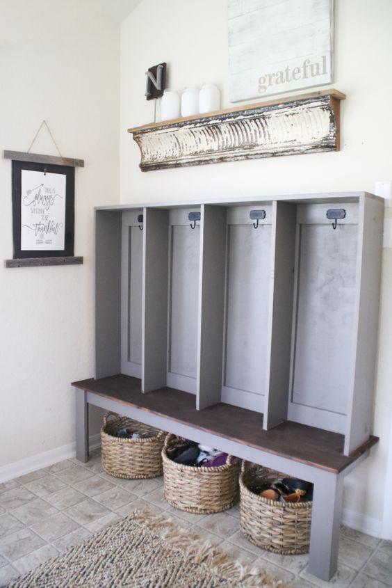 The Shanty 2 Chic locker tutorial that inspired my DIY project in the mudroom.