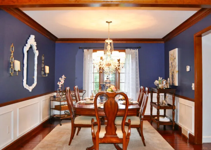 Blue living room styled to sell