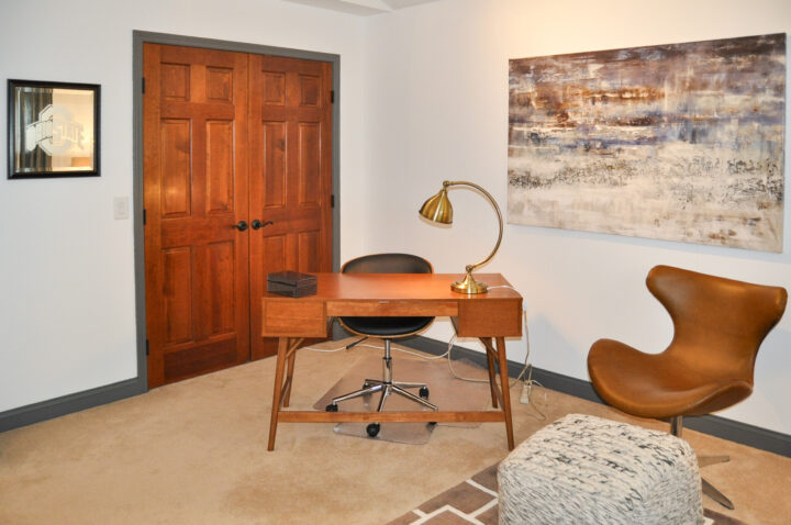 Mid-century modern office styled to sell quickly