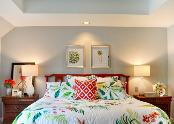 Beautiful bedroom with pops of color that buyers will love