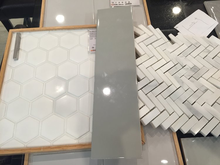 The tile selection for our master bathroom renovation. 