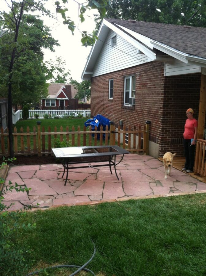 New flagstone patio after installation
