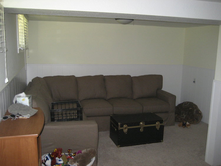 The basement living room when we moved in