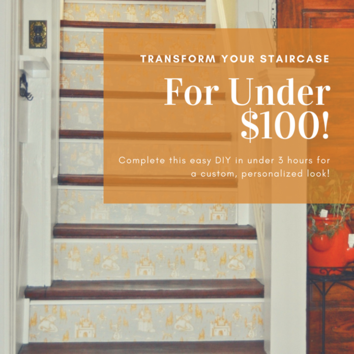 How to wallpaper your staircase for less than $100 | Building Bluebird
