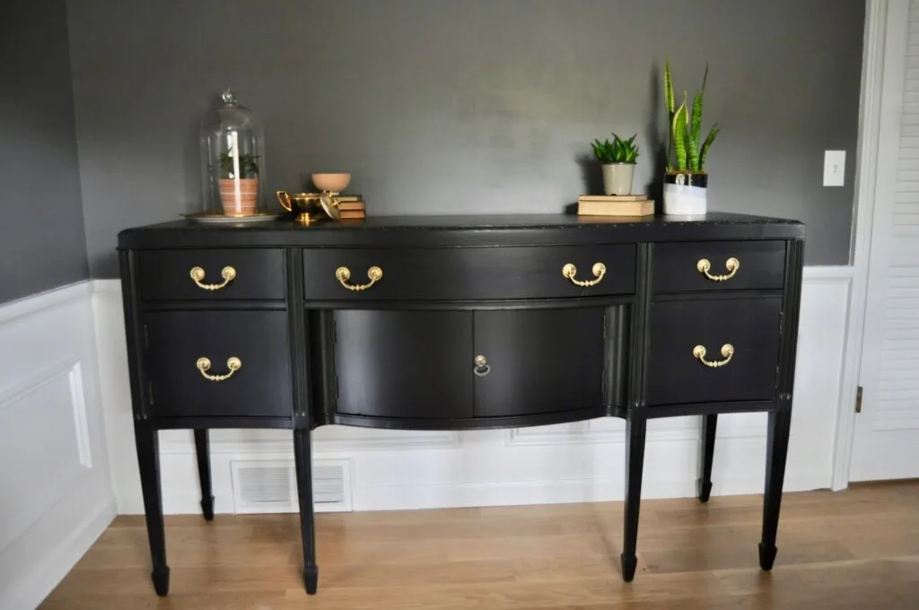 Refinishing a vintage buffet and painting it black | Building Bluebird
