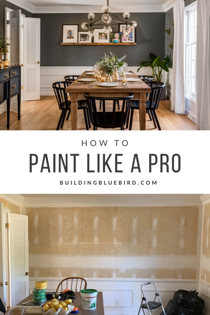 How to paint a room and achieve professional results | Building Bluebird #tutorial #moody #diningroommakeover #tablesetting