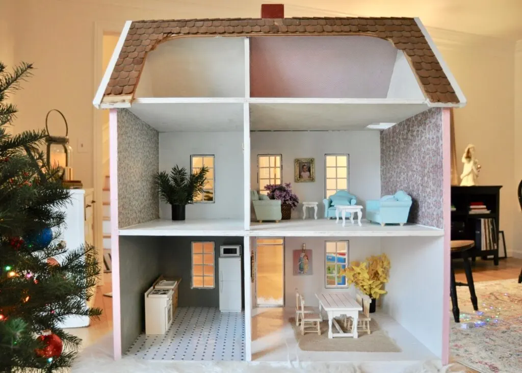 Renovated dollhouse interior with girly designs