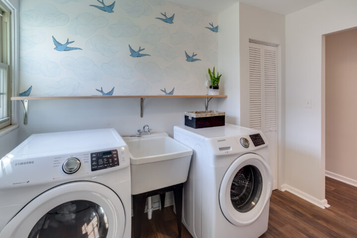 When staging your home, declutter every room, including the laundry room | Building Bluebird