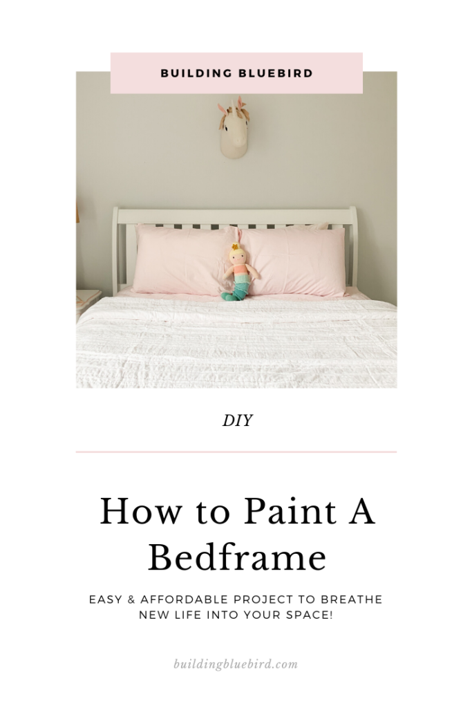 Step by step tutorial to paint your old bed frame and modernize your space! #painttutorial #upcycle #paintingfurniture #tutoral #homerenovation