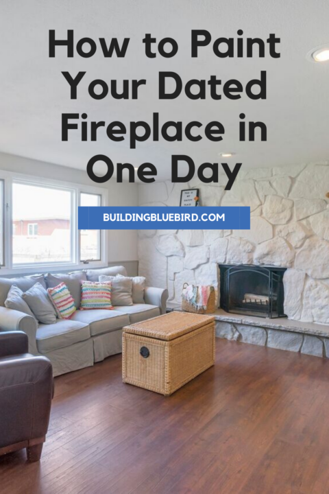 Step by step tutorial on how to paint your dated, rock fireplace and brighten up the space #fireplaceupdate #diy #painttutorial 