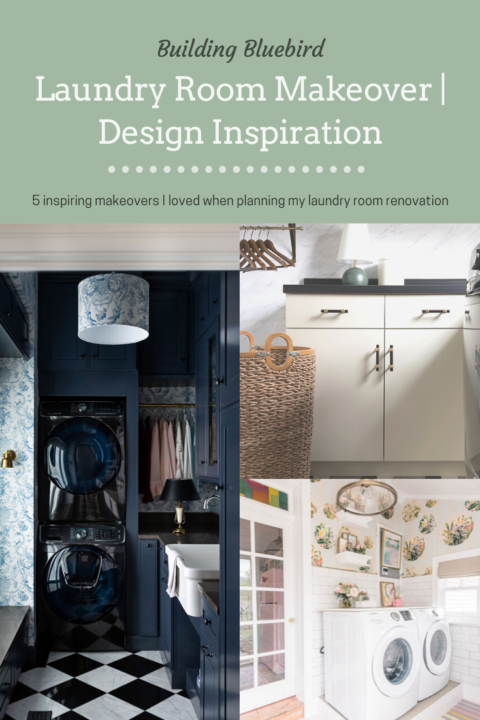5 inspiring laundry room makeovers I pinned while planning my next home project | Building Bluebird #homerenovation #laundryroom #inspiringspaces #homedesign