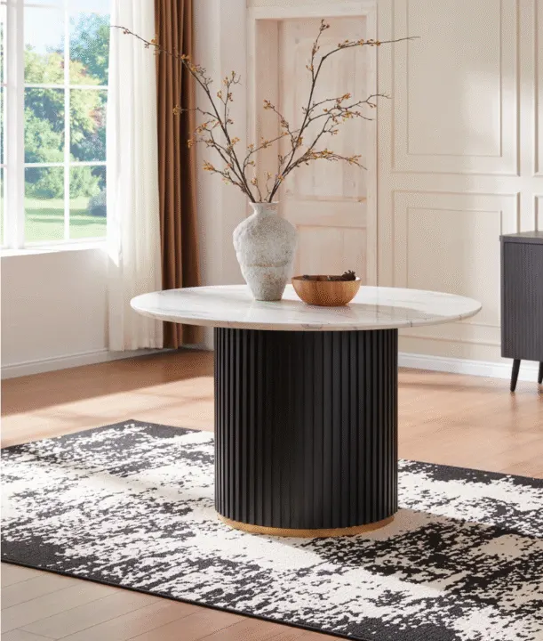 Affordable round dining table that looks expensive
