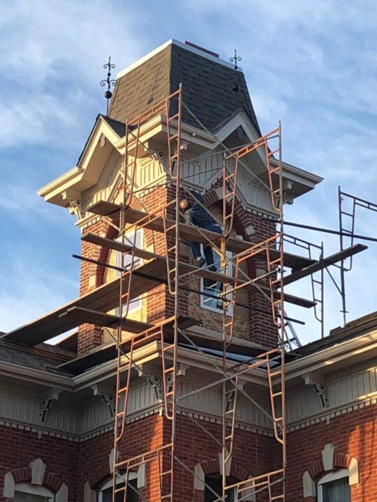 Reconstructed tower of the Bosler House in Denver, CO