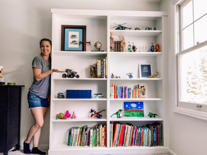 How to create a built-in bookshelf using two Ikea Billy bookcases | Building Bluebird #diyhack #homerenovation #ikeahack #shelfie #bookshelfstyling #organization