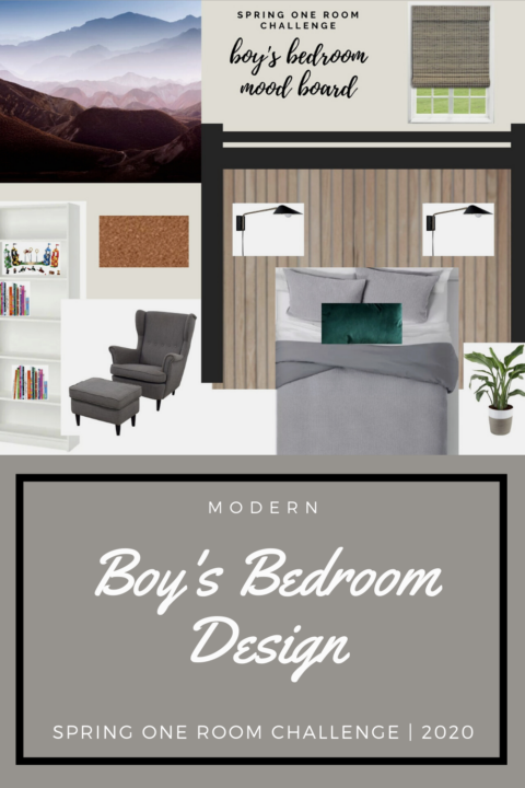 Modern boy's bedroom design plans for the One Room Challenge | Building Bluebird #moderndesign #homedesign #bedroommakeover