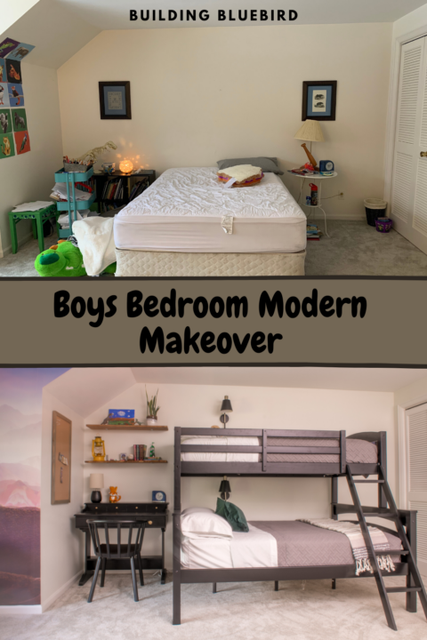 Modern boys bedroom reveal with affordable DIY projects| Building Bluebird 
