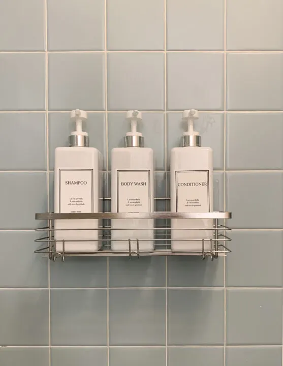 Matching shower bottles to organize your shower and bathroom | Building Bluebird