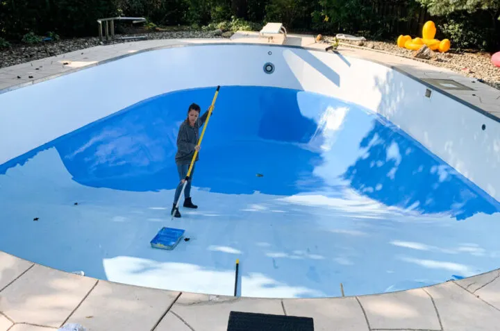 Backyard pool makeover before and after with budget-friendly DIY projects