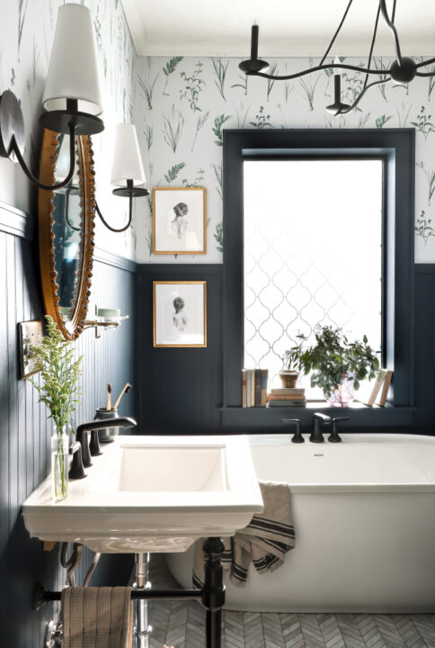 Moody Paint Colors: Chimney by Behr in I Spy DIY's bathroom makeover | Building Bluebird #moodypaintcolors