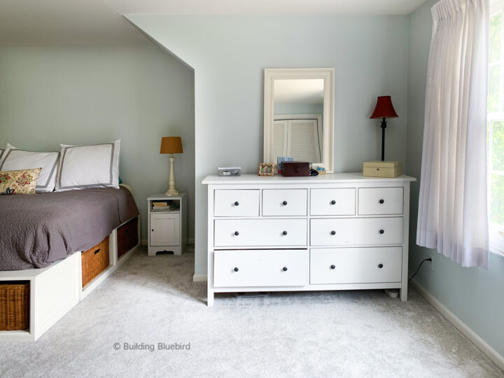 Bedroom before our moody makeover | Building Bluebird #ikeahack #homedesign #bhgorc