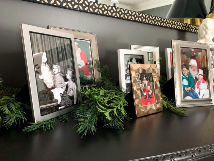 Old family Santa visit photos are a great way to decorate for the holidays | Building Bluebird #santa #christmasdecor #holidays
