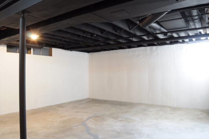 Our Unfinished Basement Makeover On A, Painting A Basement Ceiling Exposed Ductwork Etching
