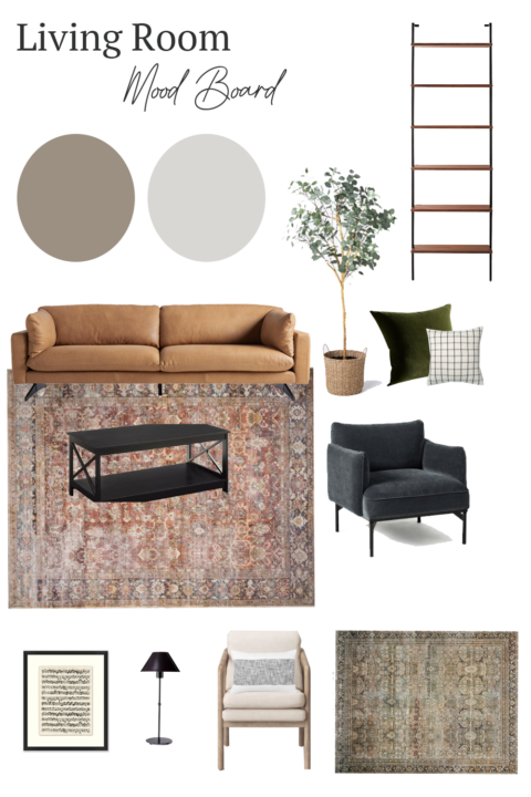 Masculine living room design plans for the Spring One Room Challenge | Building Bluebird #bhgorc #livingroom #vintagedesign