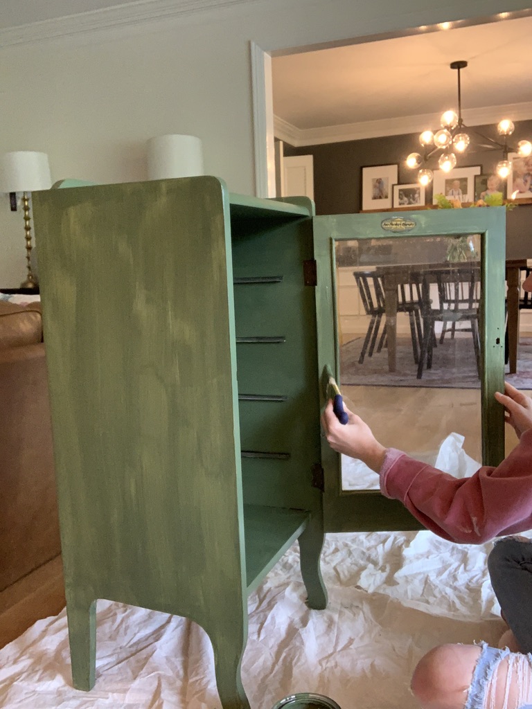 How to Paint an Old Cabinet the Perfect Green | DIY - Building Bluebird