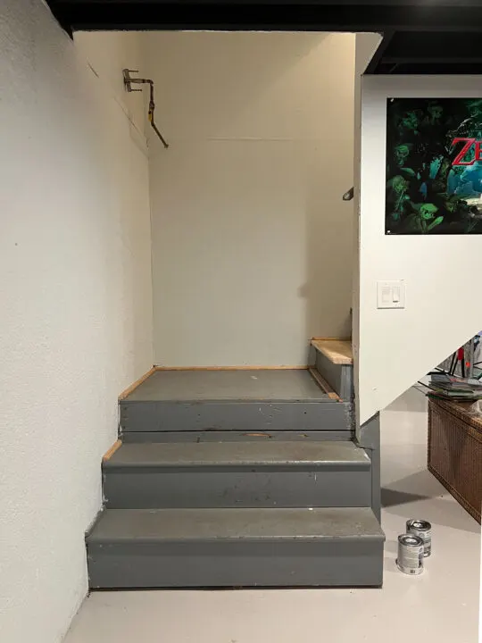 How I updated our basement staircase and painted the steps black for a fresh and modern look | Building Bluebird