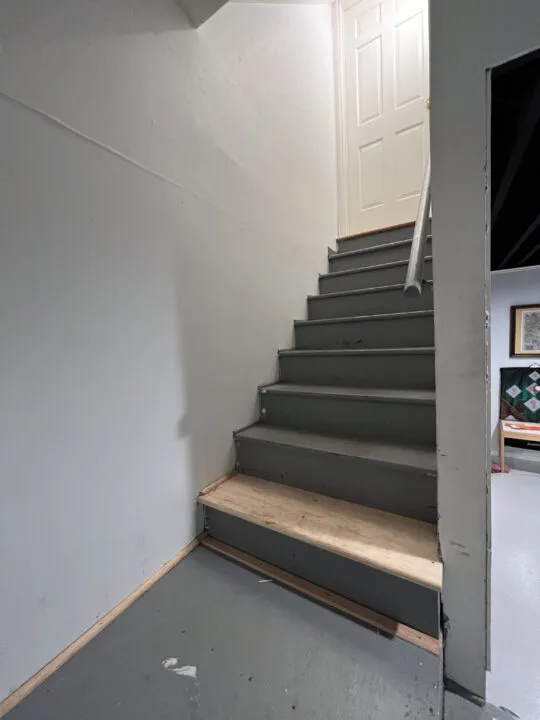 How I updated our basement staircase and painted the steps black for a fresh and modern look | Building Bluebird