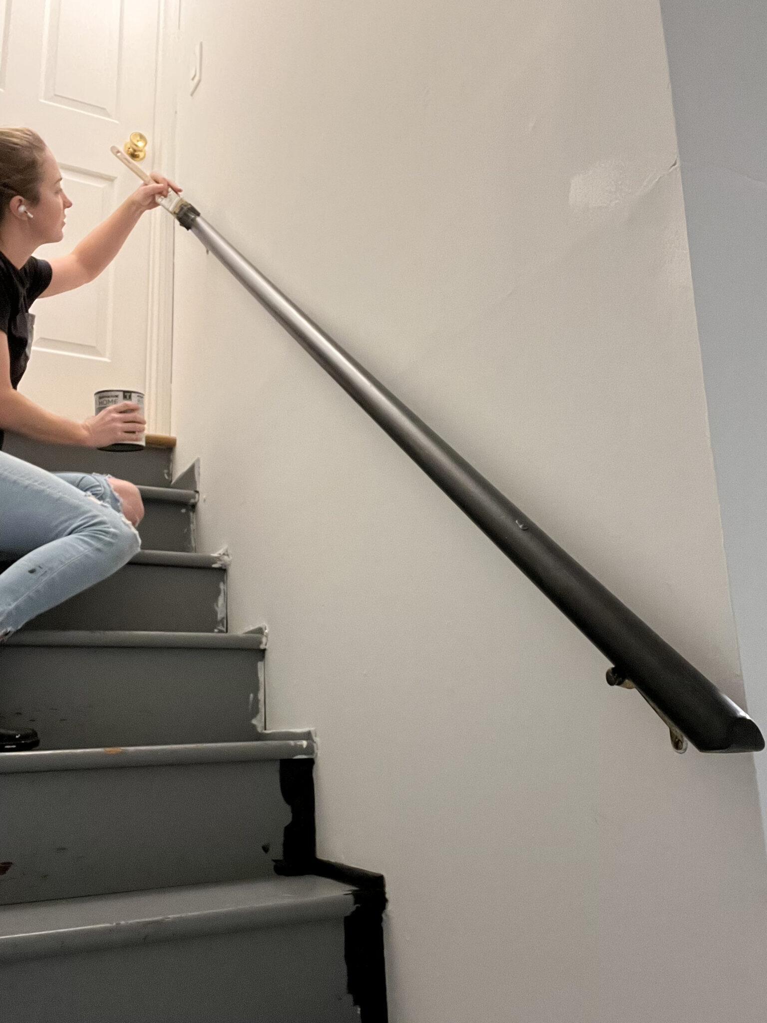 Paint Your Basement Stairs Black on a Budget DIY Building Bluebird