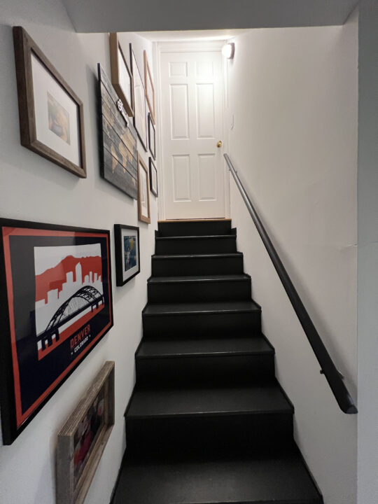 Paint basement stairs black with this easy DIY project | Building Bluebird