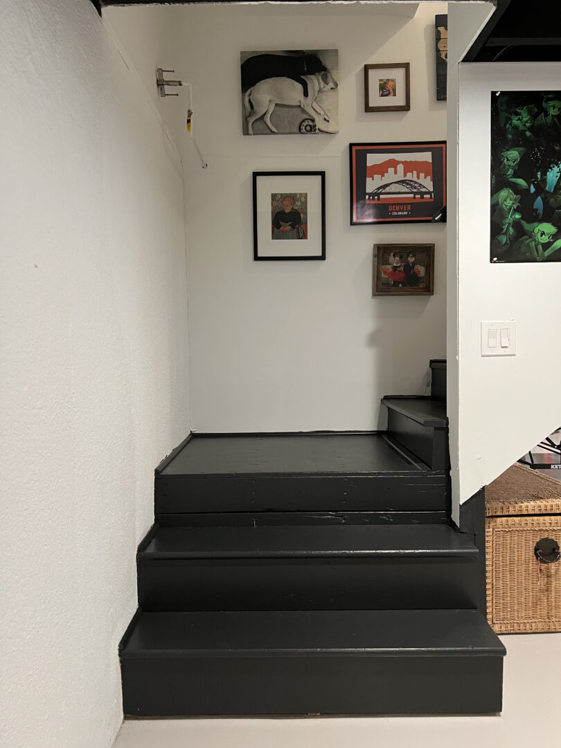 Basement Makeover Painting Stairs Black Building Bluebird
