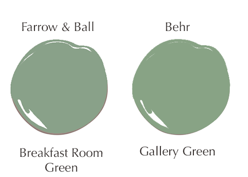 Popular Farrow & Ball paint color dupes with Behr paint | Breakfast Room Green
