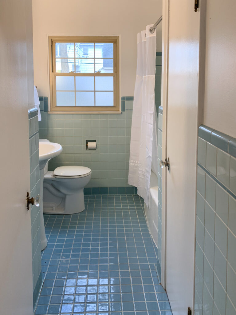 Beautiful Blue Tile Bathroom Refresh | Before and After - Building Bluebird
