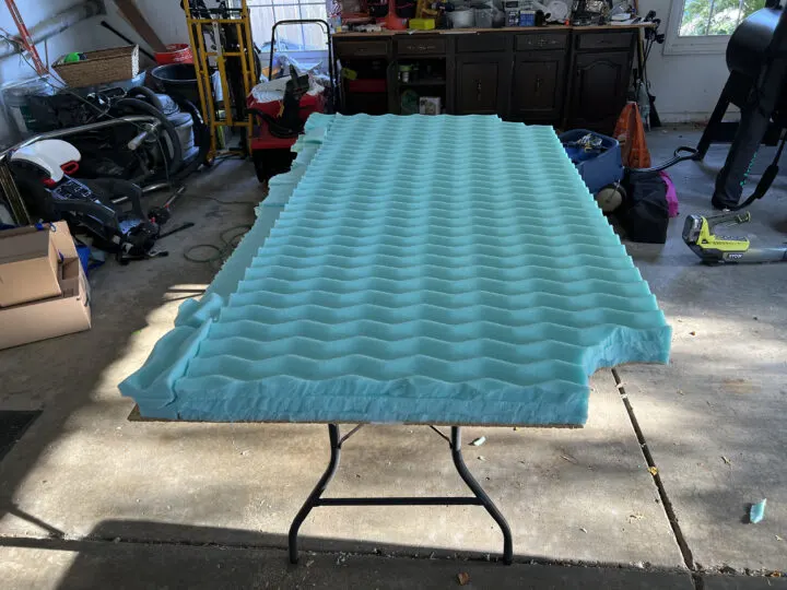 Green upholstered headboard with DIY tutorial | Building Bluebird