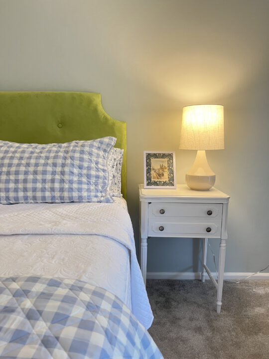Thrifted nightstands and DIY headboard for ORC week 3 | Building Bluebird