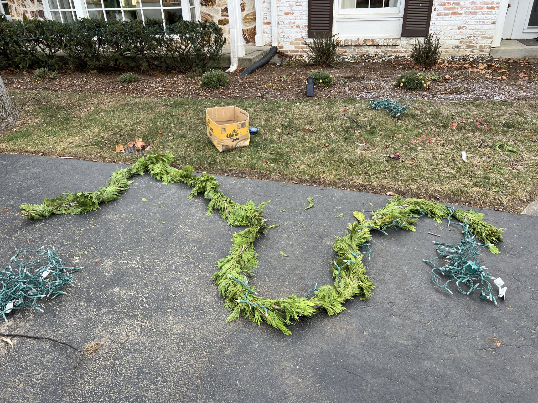 How to Hang Garland Outside with Christmas Lights Building Bluebird