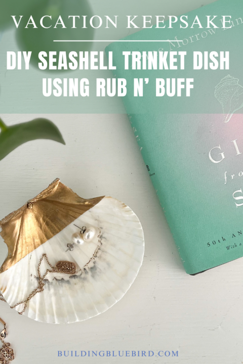 Simple and affordable seashell jewelry dish DIY with gold accents | Building Bluebird