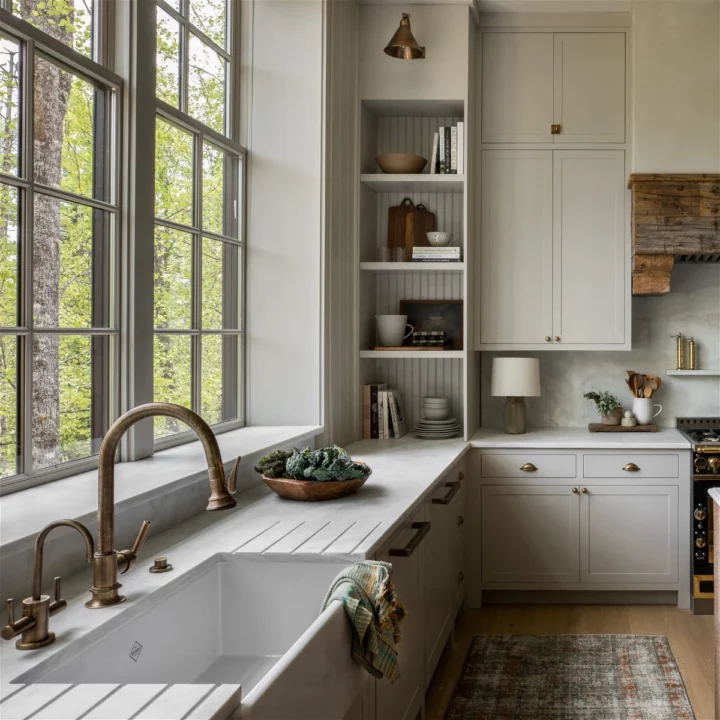 7 inspiring kitchens using the mushroom cabinet color | Building Bluebird