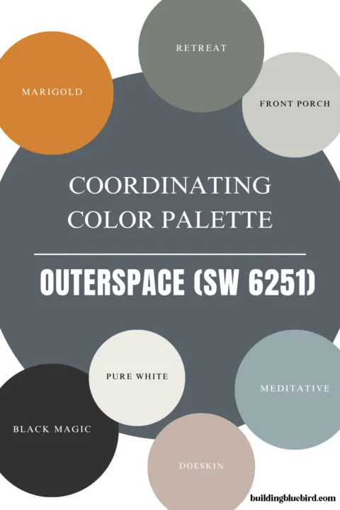 Sherwin Williams Outerspace Coordinating Colors - dark blue paint color