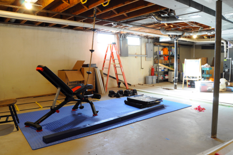 Creating a Home Gym in an Unfinished Basement Space | Tips - Building Bluebird