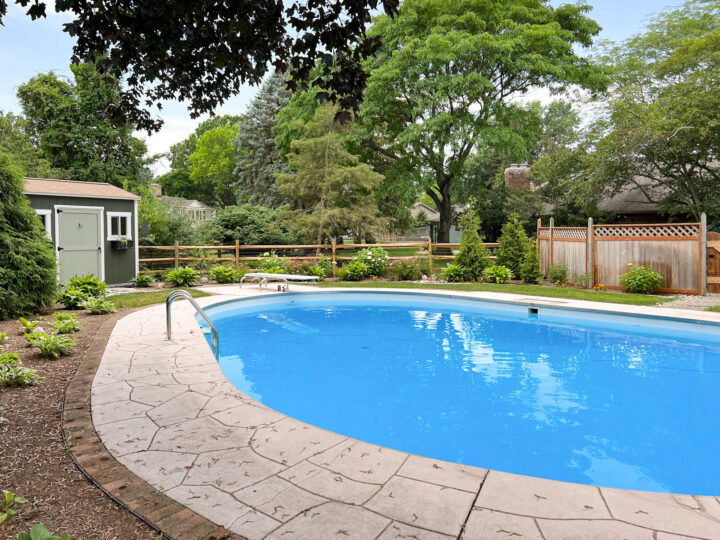 Backyard pool makeover before and after with budget-friendly DIY projects