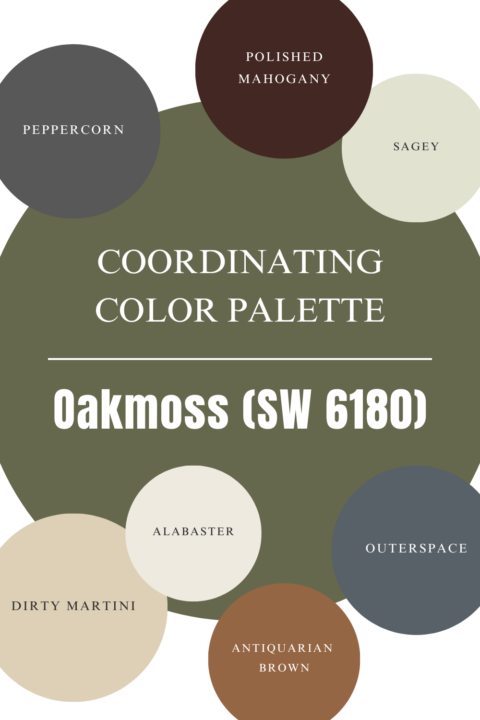 Sherwin Williams Oakmoss Paint Color Review - coordinating color palette
