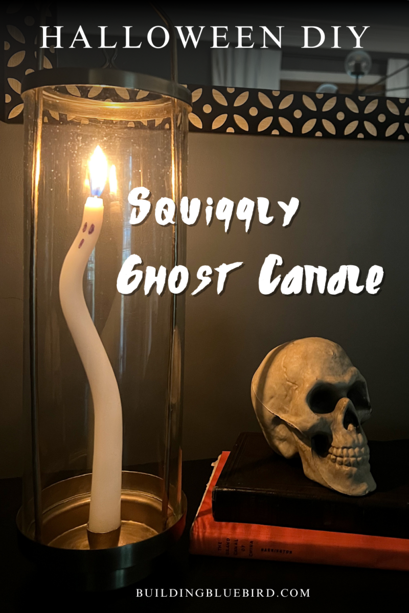 Squiggly DIY Ghost Candle | Easy Halloween Decor - Building Bluebird