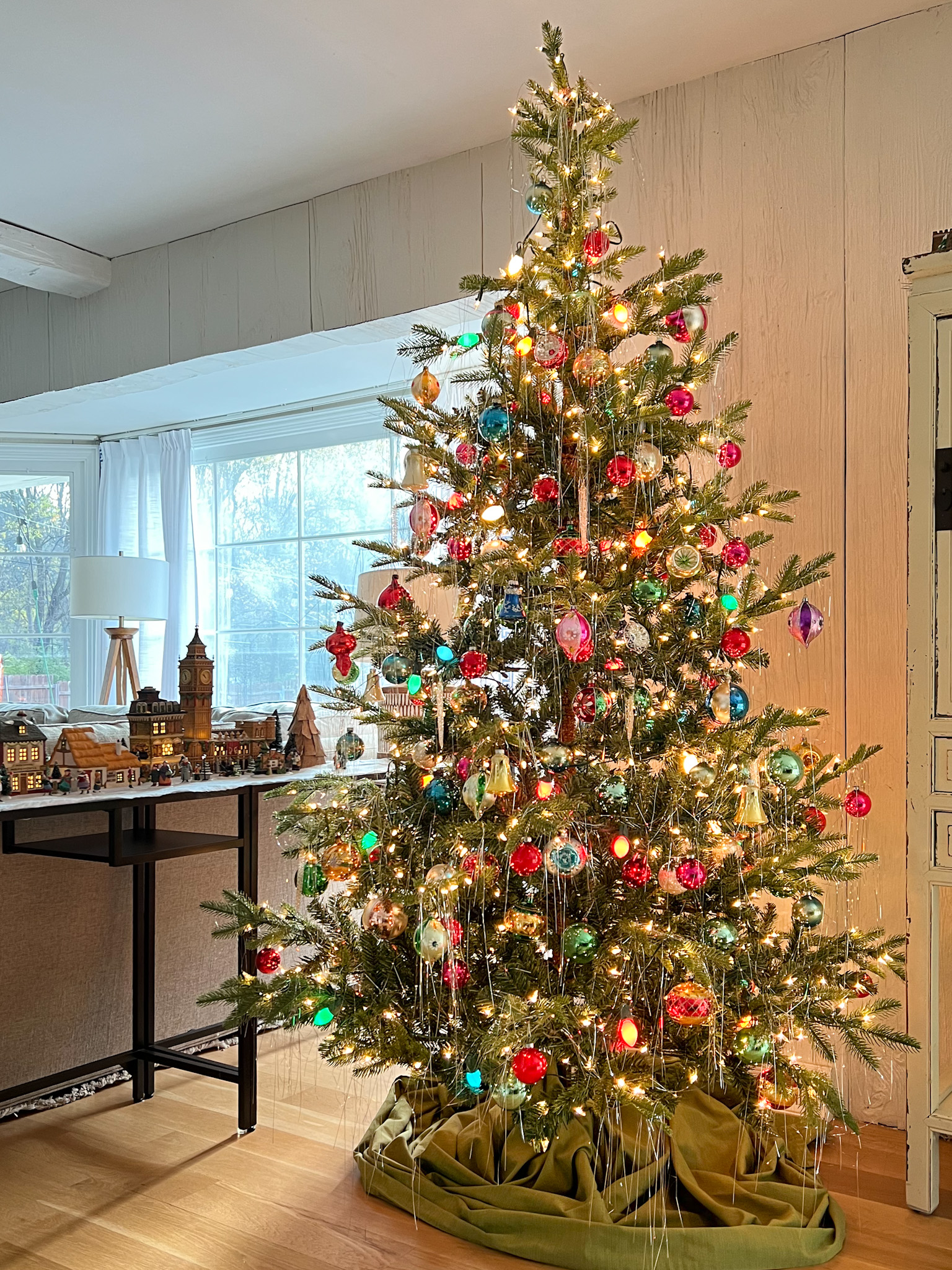 Create a retro Christmas tree with shiny brite and vintage ornaments