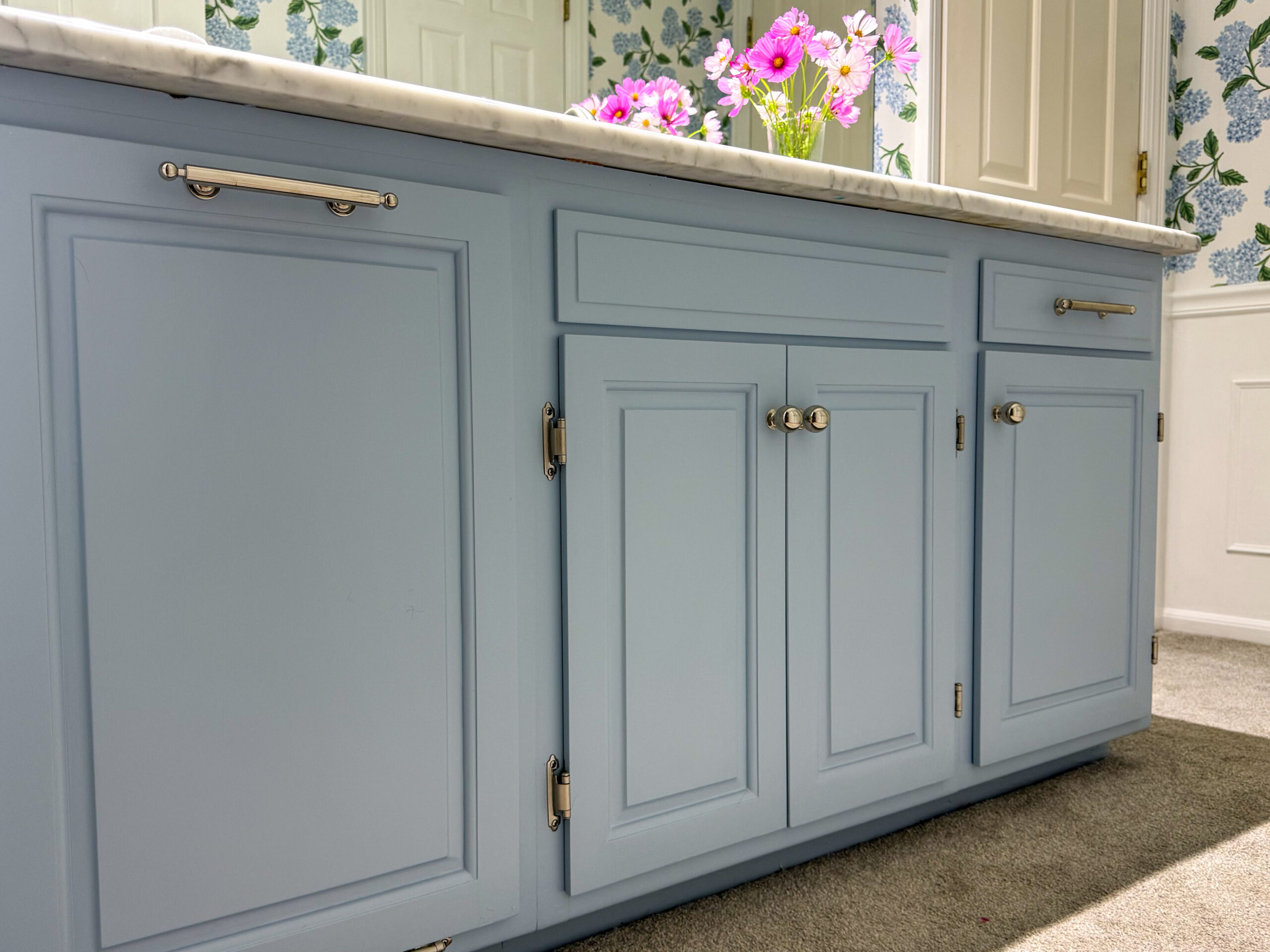 Sherwin Williams Honest Blue (SW 6520) Painted Bathroom Vanity