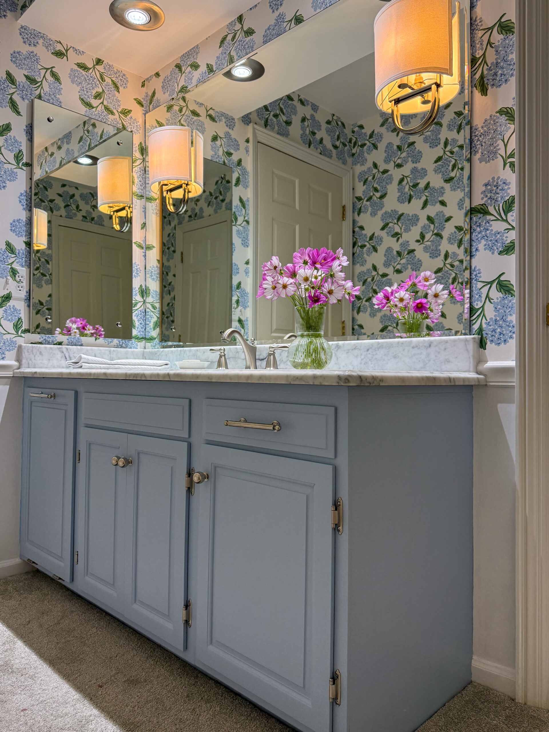 Sherwin Williams Honest Blue (SW 6520) Painted Bathroom Vanity